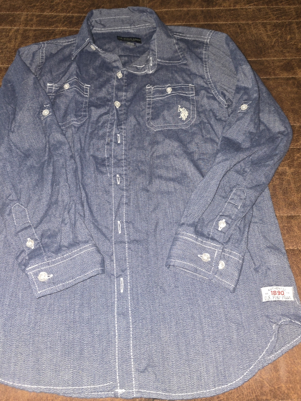 U.S. Polo Assn. Boys Long-Sleeve Denim-Style Button-Down Shirt - Blue